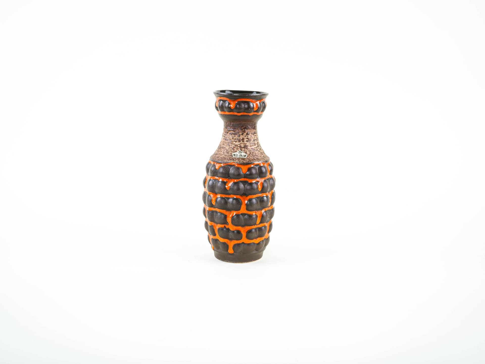 Vase, segmented, brown orange, ceramics, Germany, 1960s. - 348943