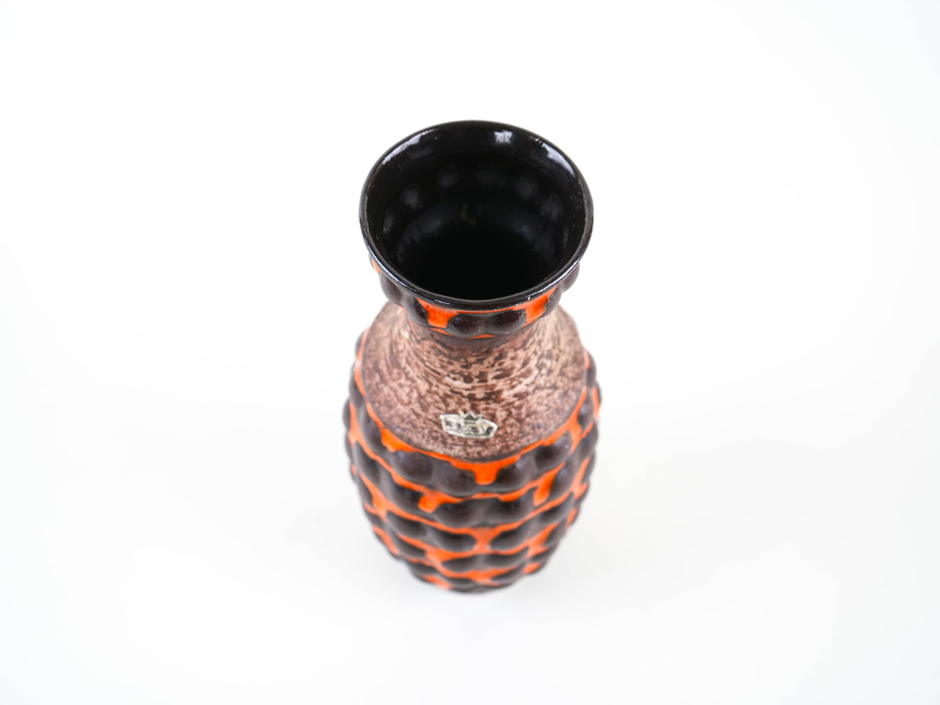 Vase, segmented, brown orange, ceramics, Germany, 1960s. - 348941