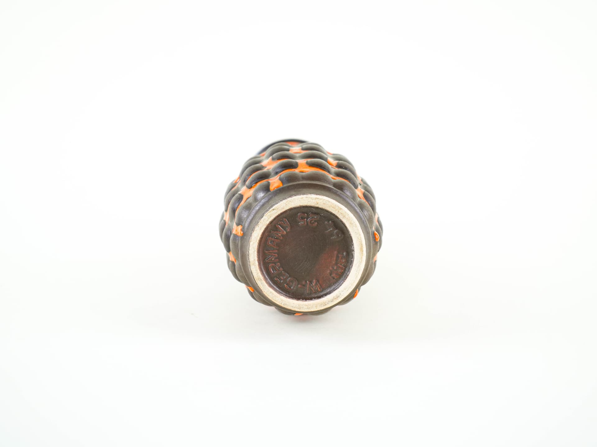 Vase, segmented, brown orange, ceramics, Germany, 1960s. - 348944