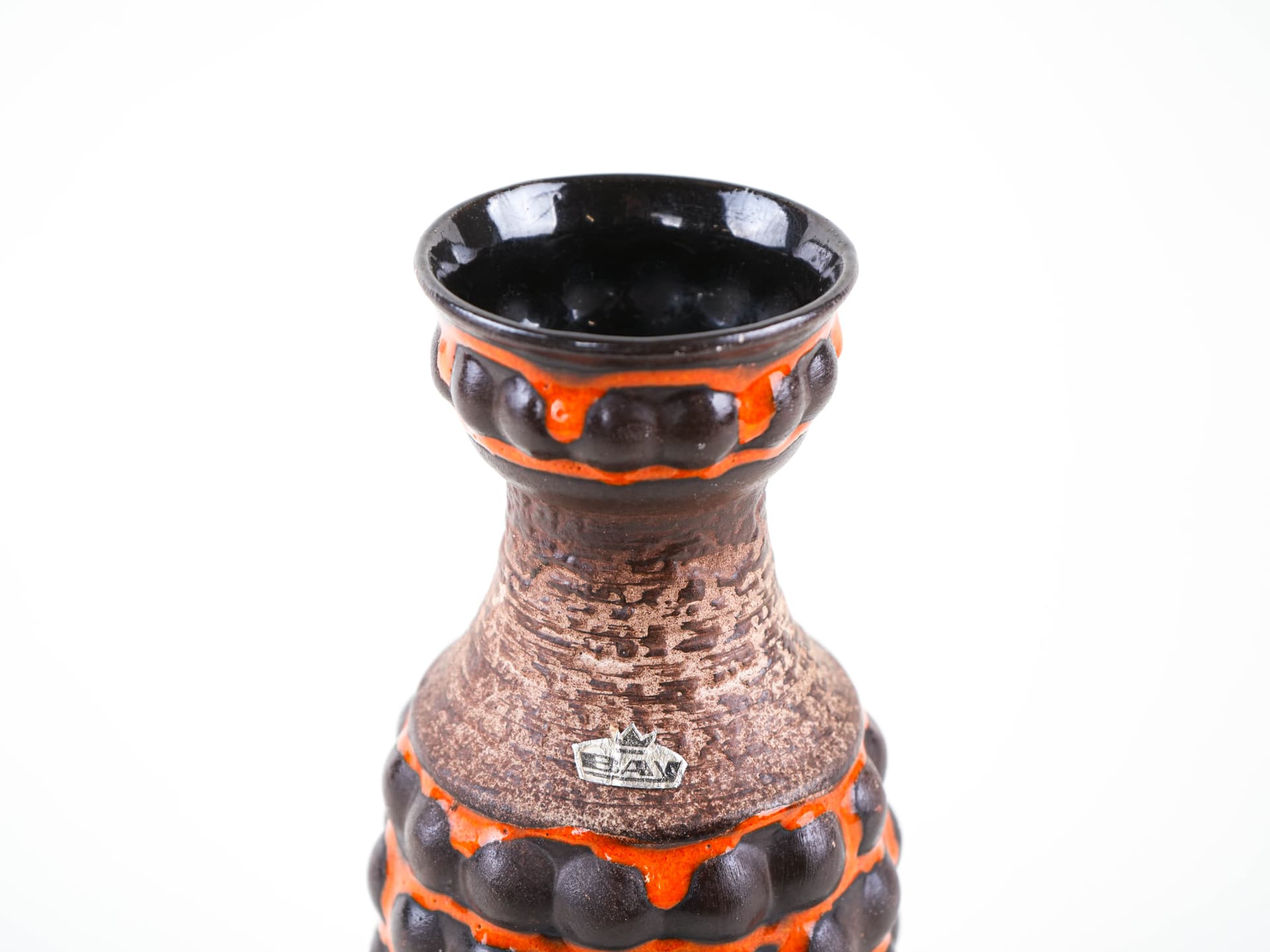 Vase, segmented, brown orange, ceramics, Germany, 1960s. - 348947