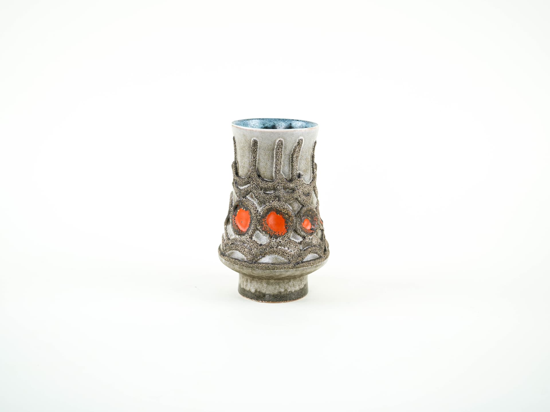 Vase, grey orange, ceramics, Strehla, Germany, 1960s. - 348959