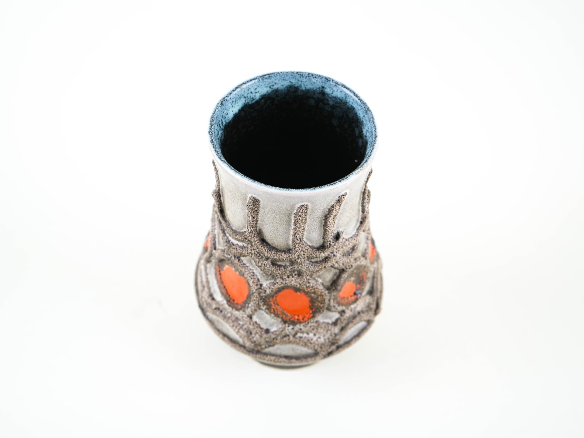 Vase, grey orange, ceramics, Strehla, Germany, 1960s. - 348958