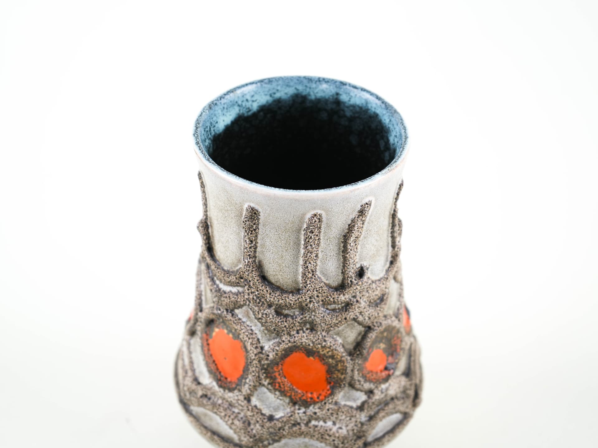 Vase, grey orange, ceramics, Strehla, Germany, 1960s. - 348960