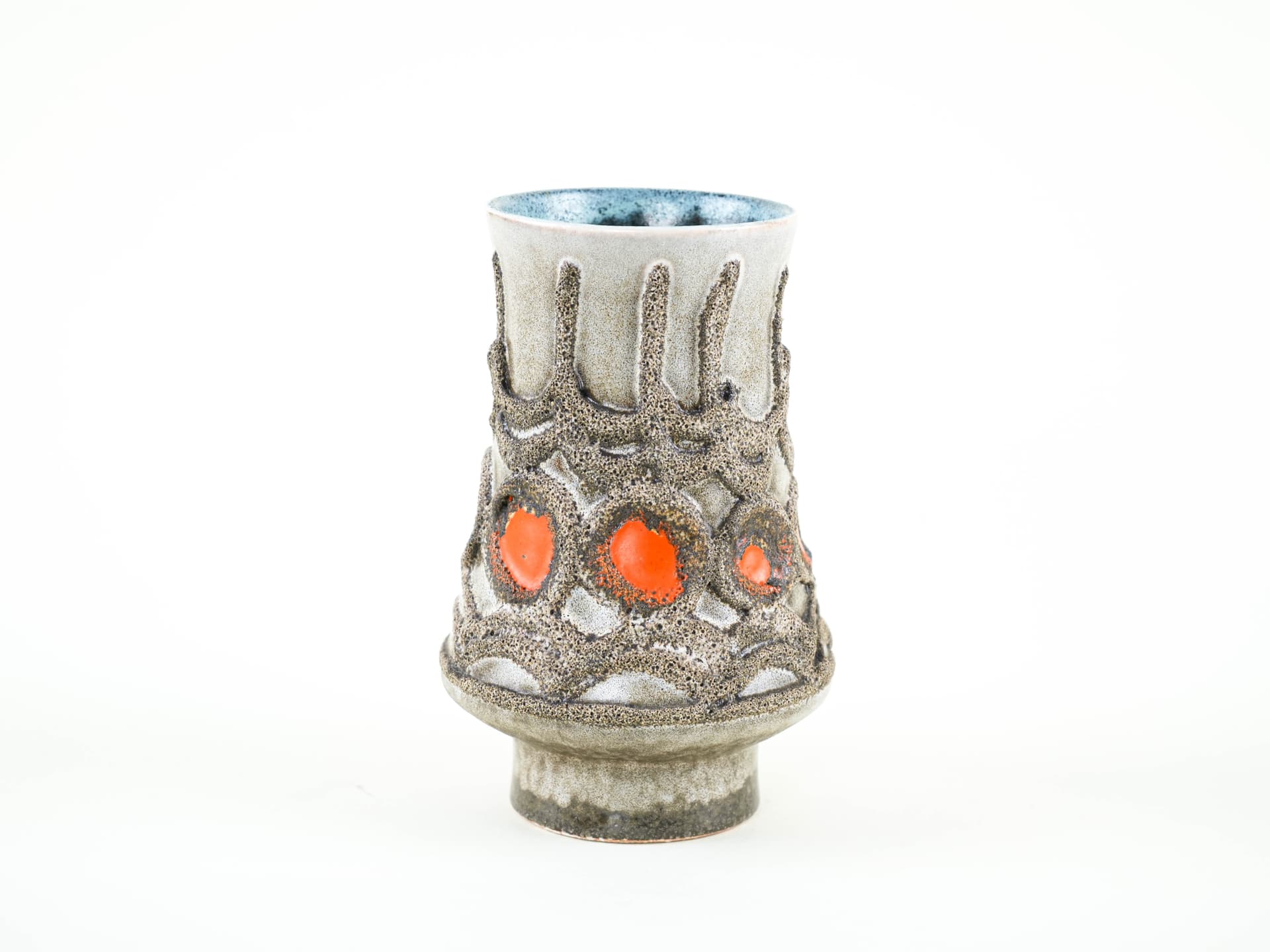 Vase, grey orange, ceramics, Strehla, Germany, 1960s. - 348961