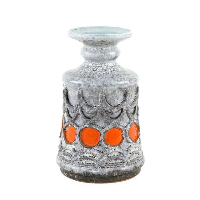Vase, grey orange, ceramics, Strehla, Germany, 1960s - DIMENSION