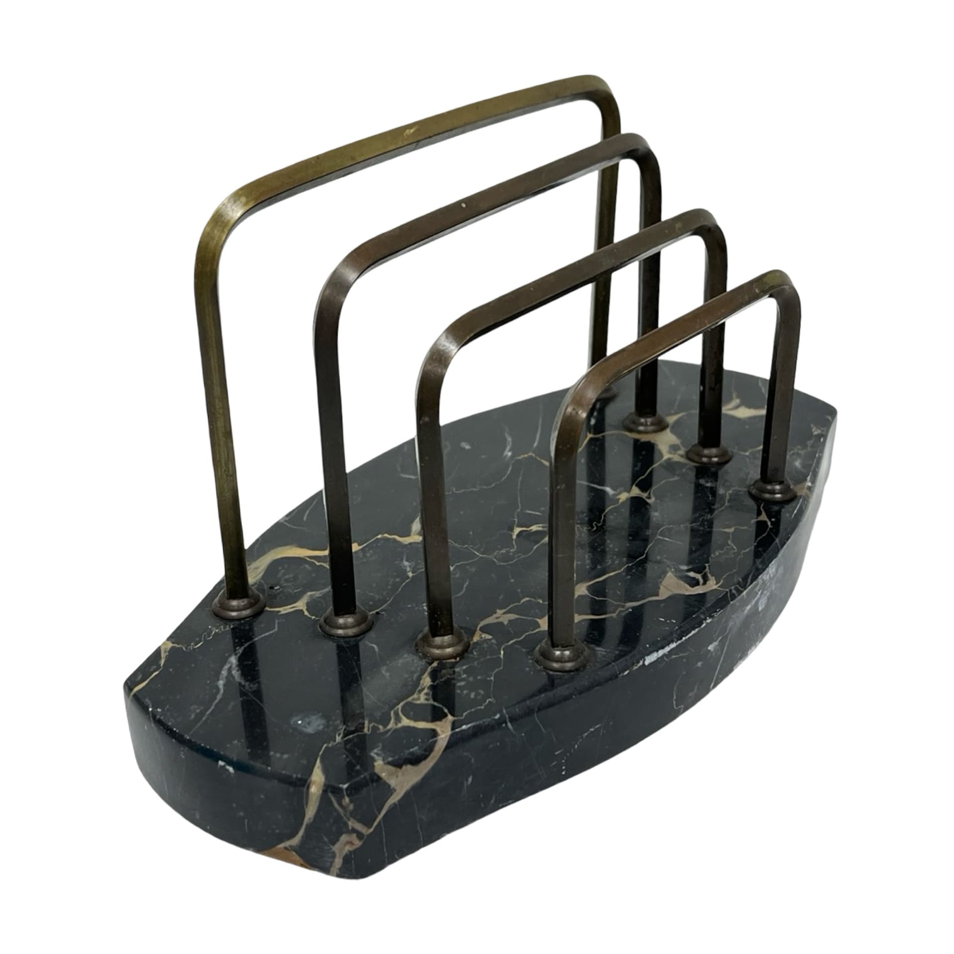 Two-piece desk set Art Deco, Nero Portoro marble, patinated brass, Italy, 1930s - 348984