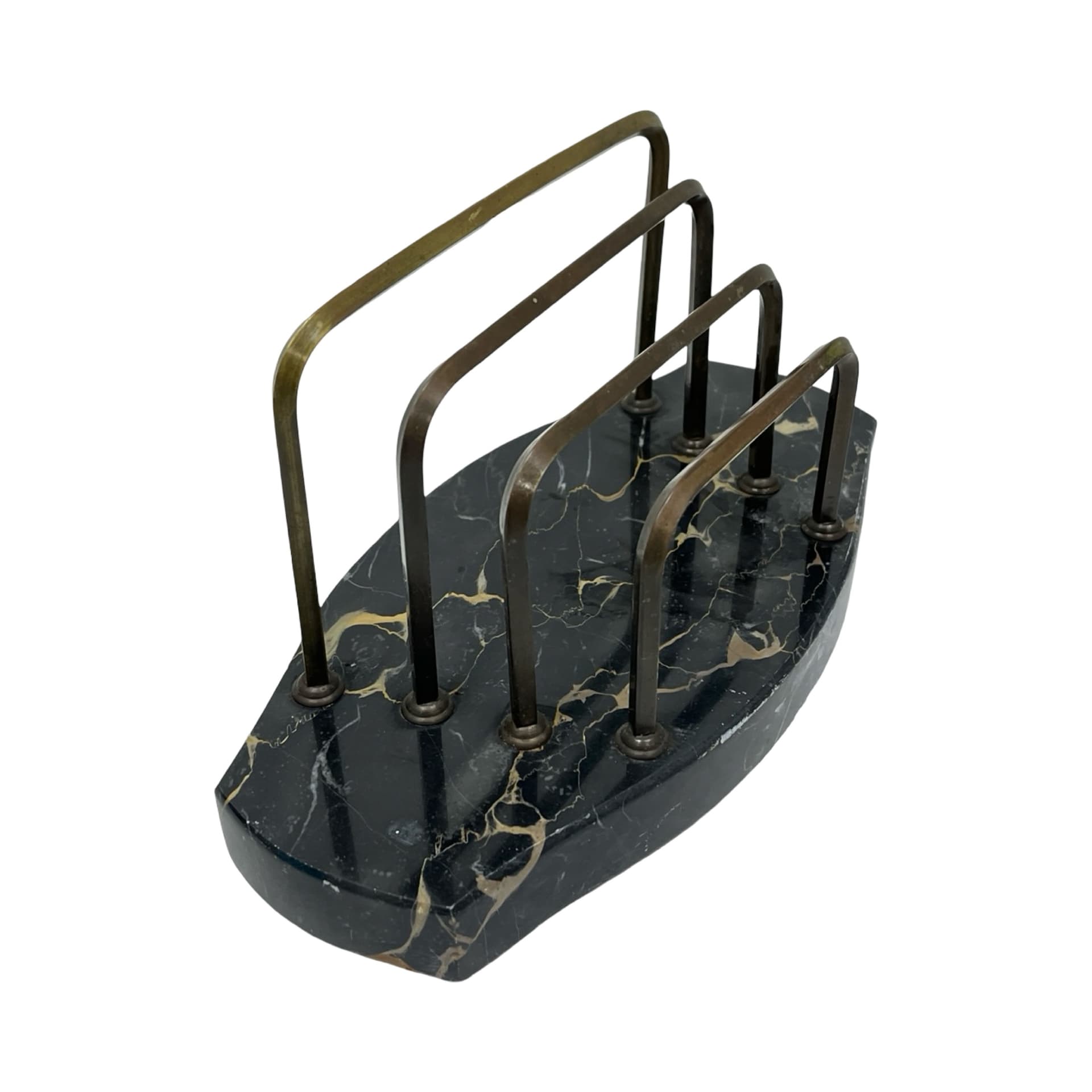 Two-piece desk set Art Deco, Nero Portoro marble, patinated brass, Italy, 1930s - 348986