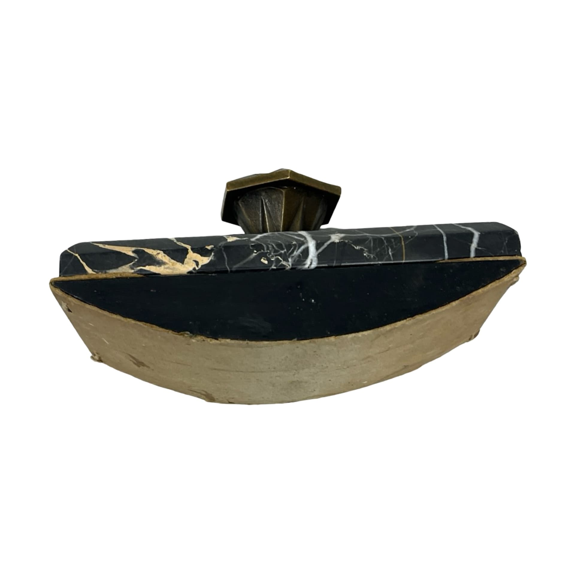 Two-piece desk set Art Deco, Nero Portoro marble, patinated brass, Italy, 1930s - 348978