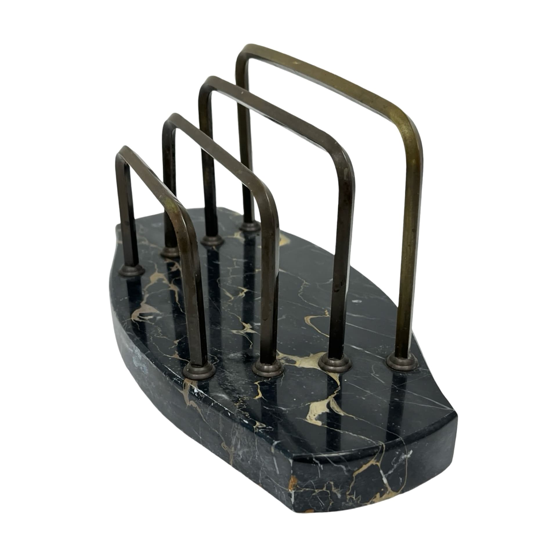 Two-piece desk set Art Deco, Nero Portoro marble, patinated brass, Italy, 1930s - 348982