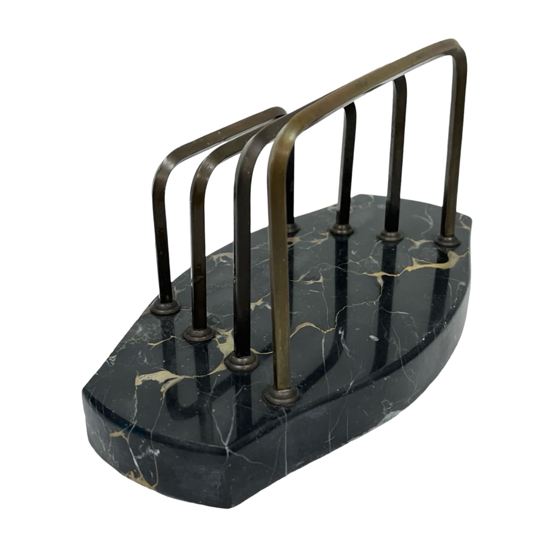 Two-piece desk set Art Deco, Nero Portoro marble, patinated brass, Italy, 1930s - 348983