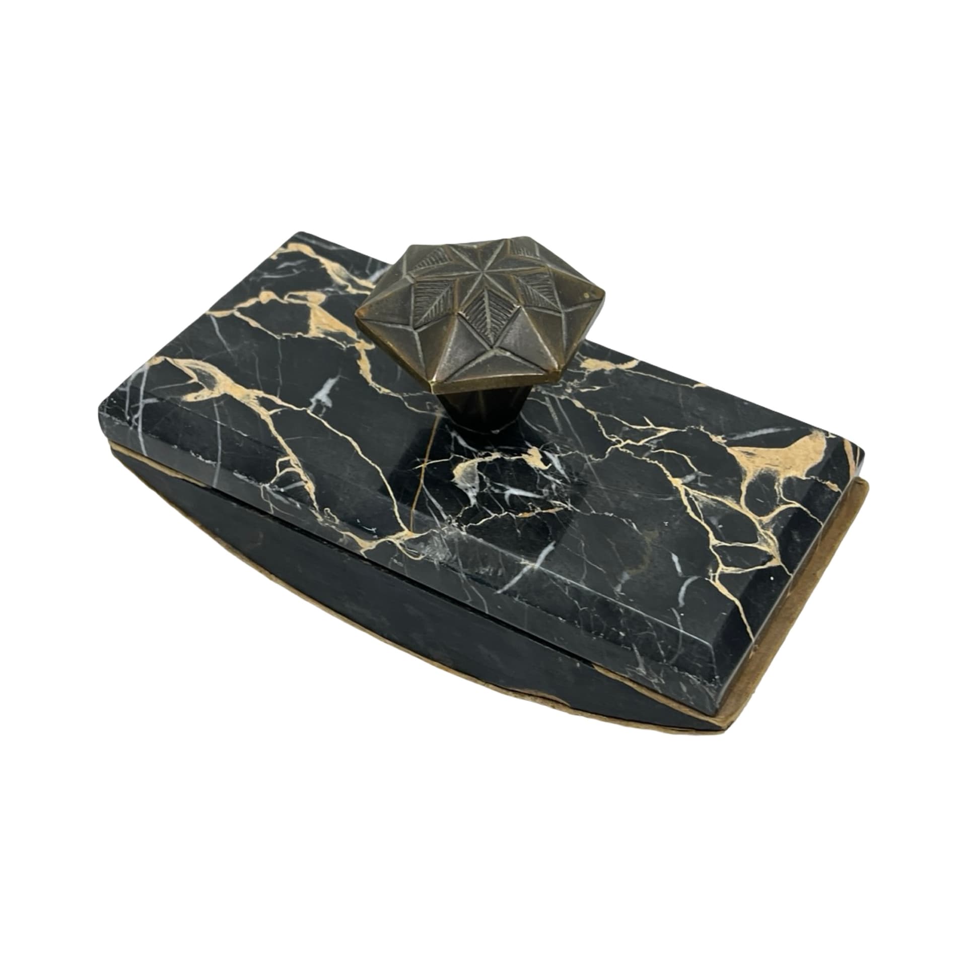 Two-piece desk set Art Deco, Nero Portoro marble, patinated brass, Italy, 1930s - 348976