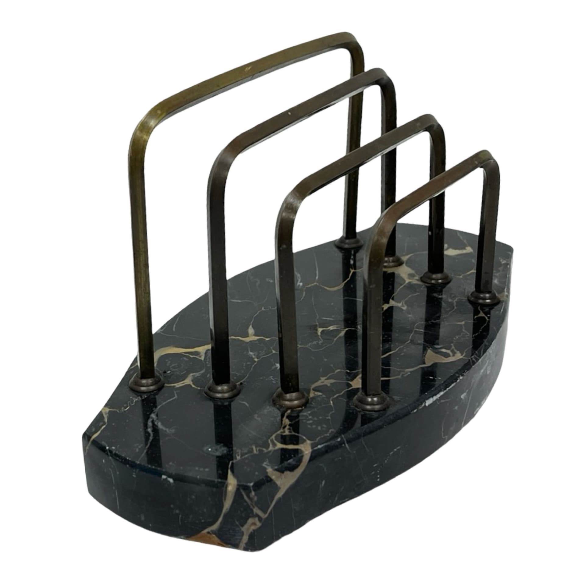 Two-piece desk set Art Deco, Nero Portoro marble, patinated brass, Italy, 1930s - 348985