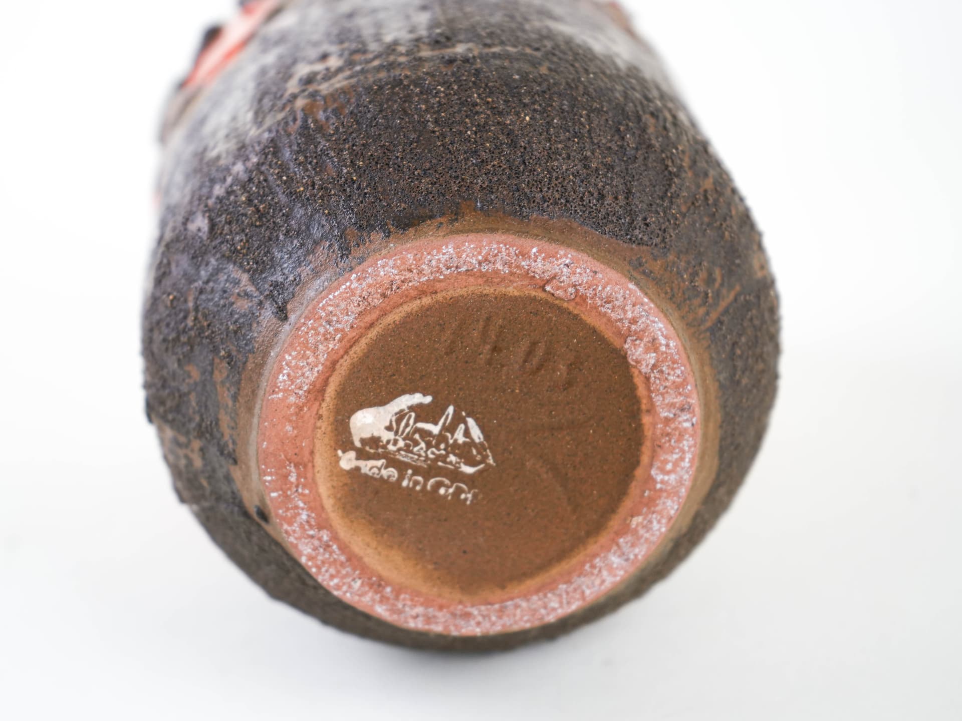 Vase Fat Lava, brown orange, ceramics, Strehla, Germany, 1960s. - 349009