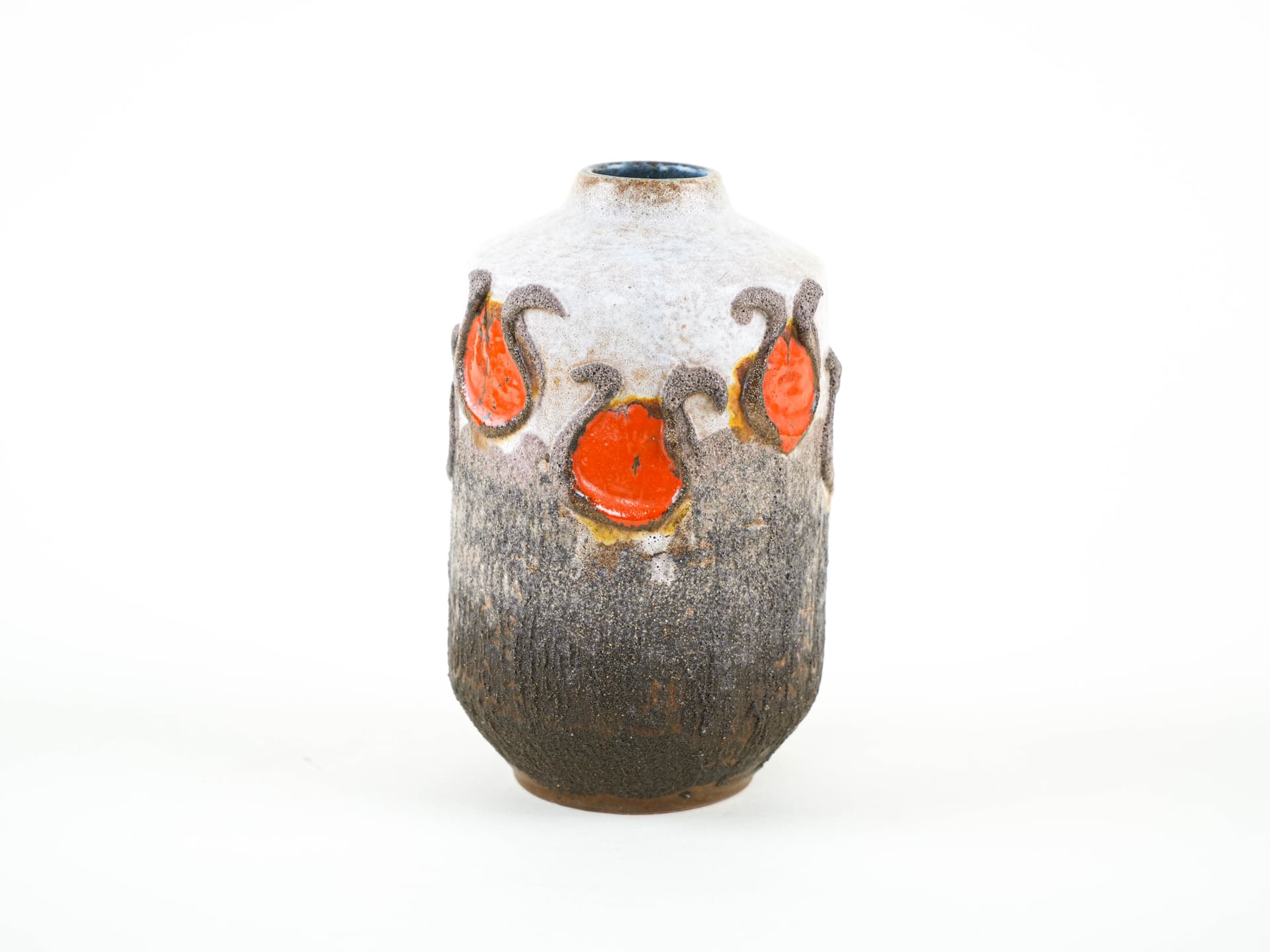 Vase Fat Lava, brown orange, ceramics, Strehla, Germany, 1960s. - 349005