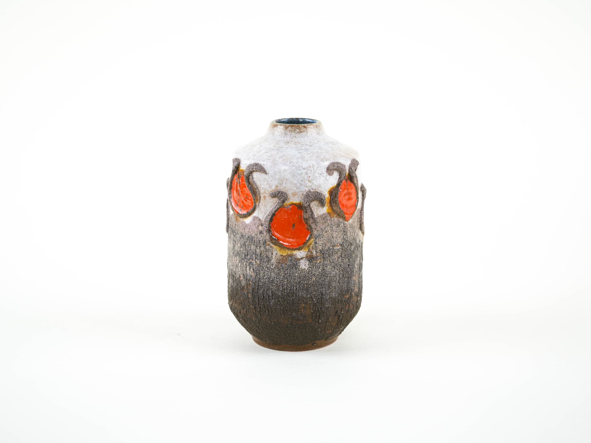 Vase Fat Lava, brown orange, ceramics, Strehla, Germany, 1960s. - 349007