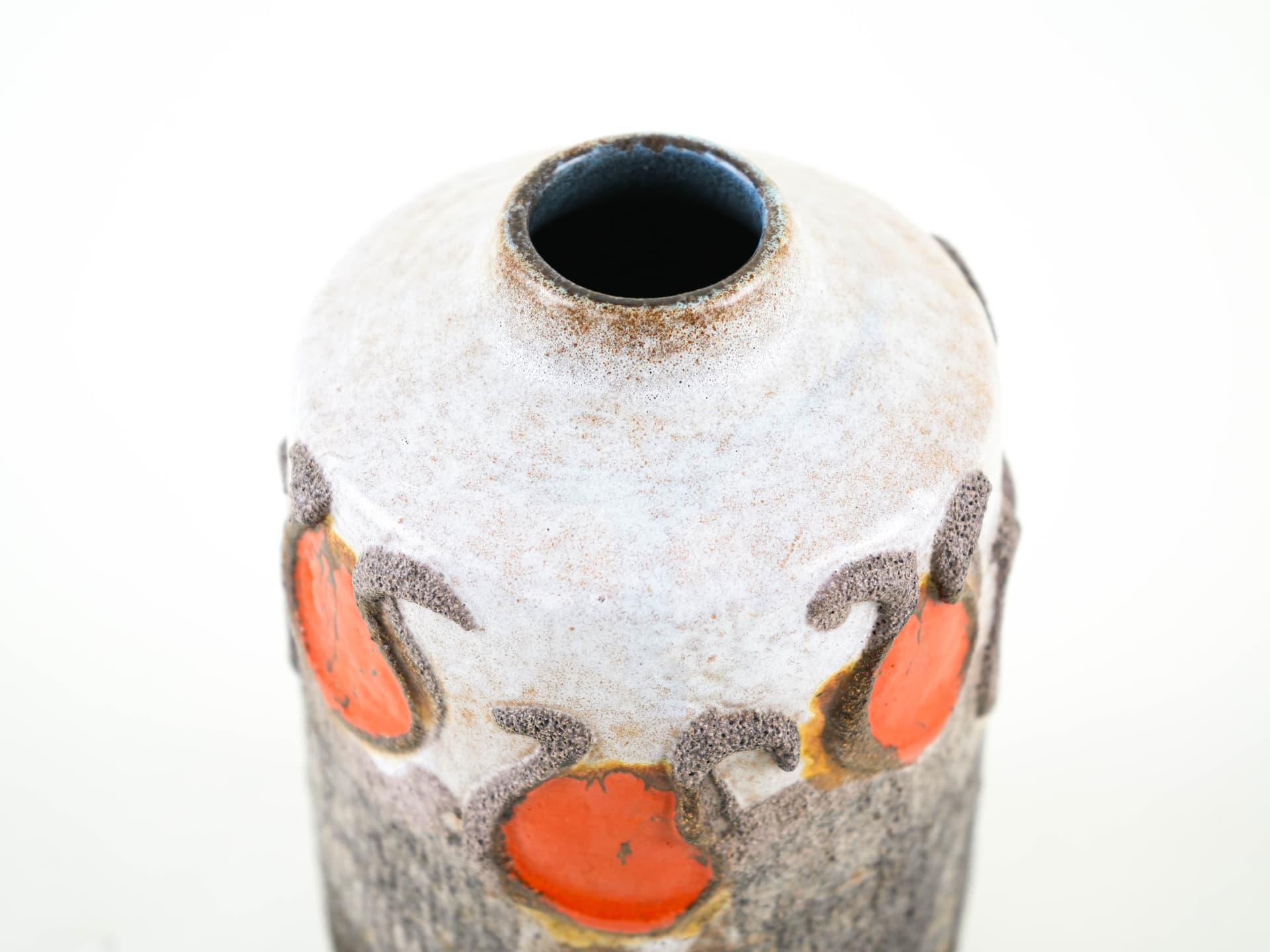 Vase Fat Lava, brown orange, ceramics, Strehla, Germany, 1960s. - 349008
