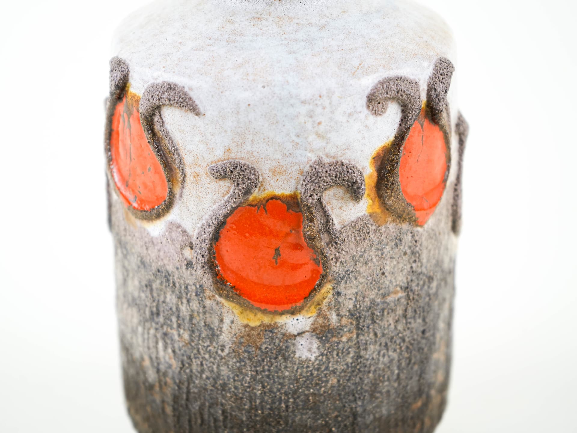 Vase Fat Lava, brown orange, ceramics, Strehla, Germany, 1960s. - 349010