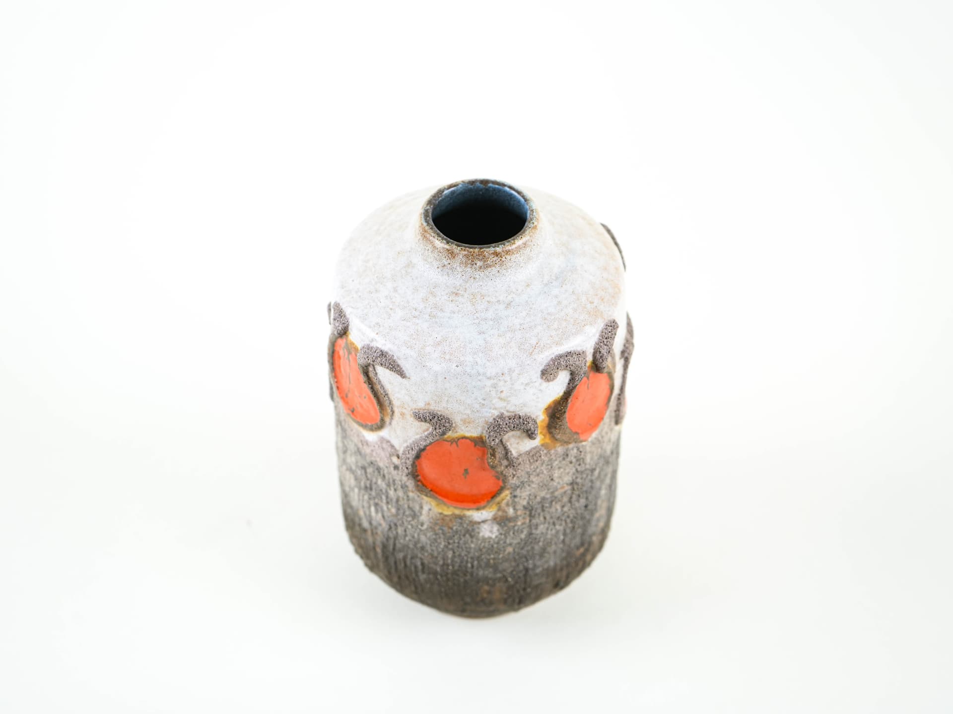Vase Fat Lava, brown orange, ceramics, Strehla, Germany, 1960s. - 349006