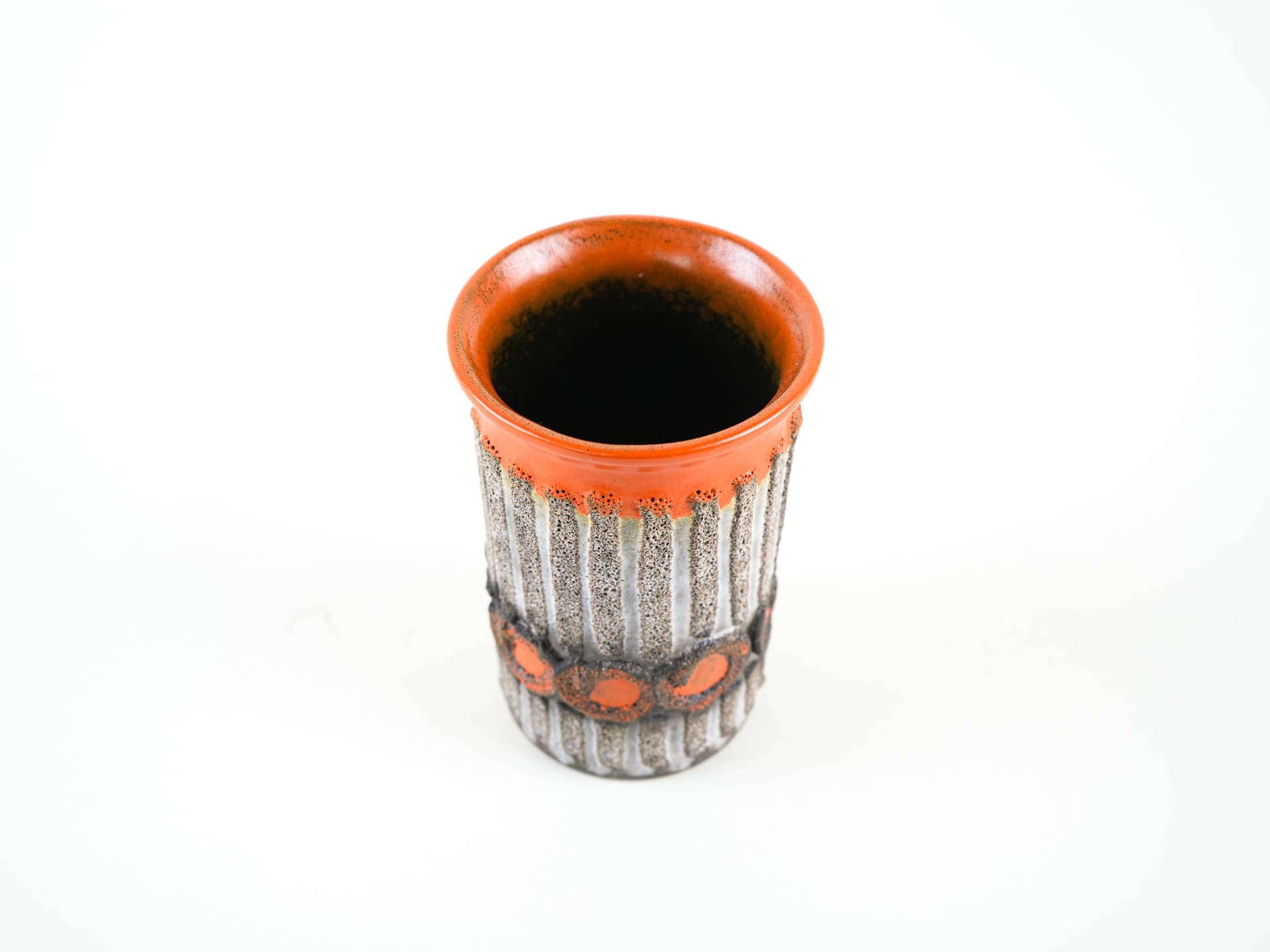 Vase, orange grey, ceramic, Strehla, Germany, 1960s. - 349022