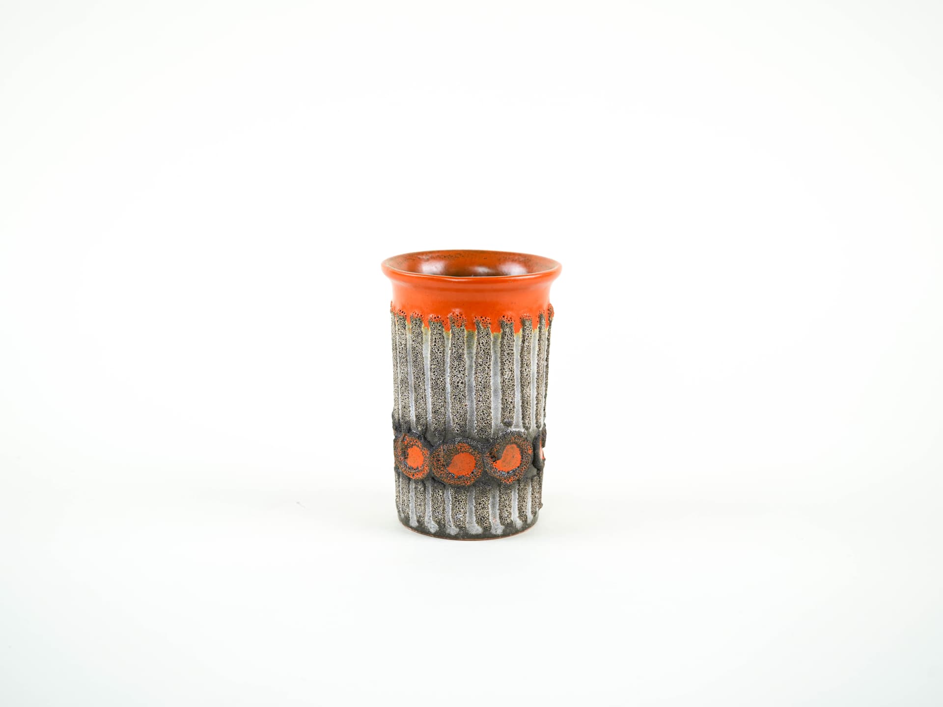 Vase, orange grey, ceramic, Strehla, Germany, 1960s. - 349021