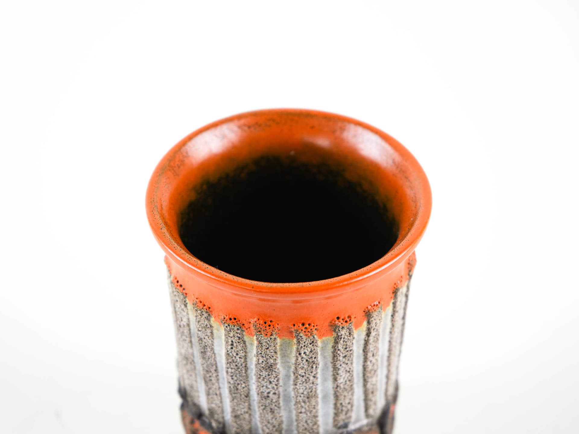 Vase, orange grey, ceramic, Strehla, Germany, 1960s. - 349024