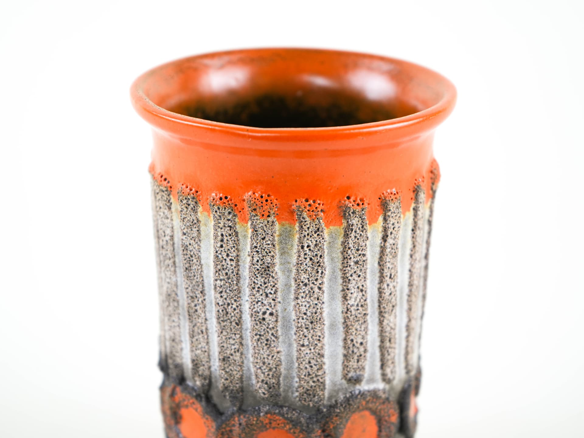 Vase, orange grey, ceramic, Strehla, Germany, 1960s. - 349026