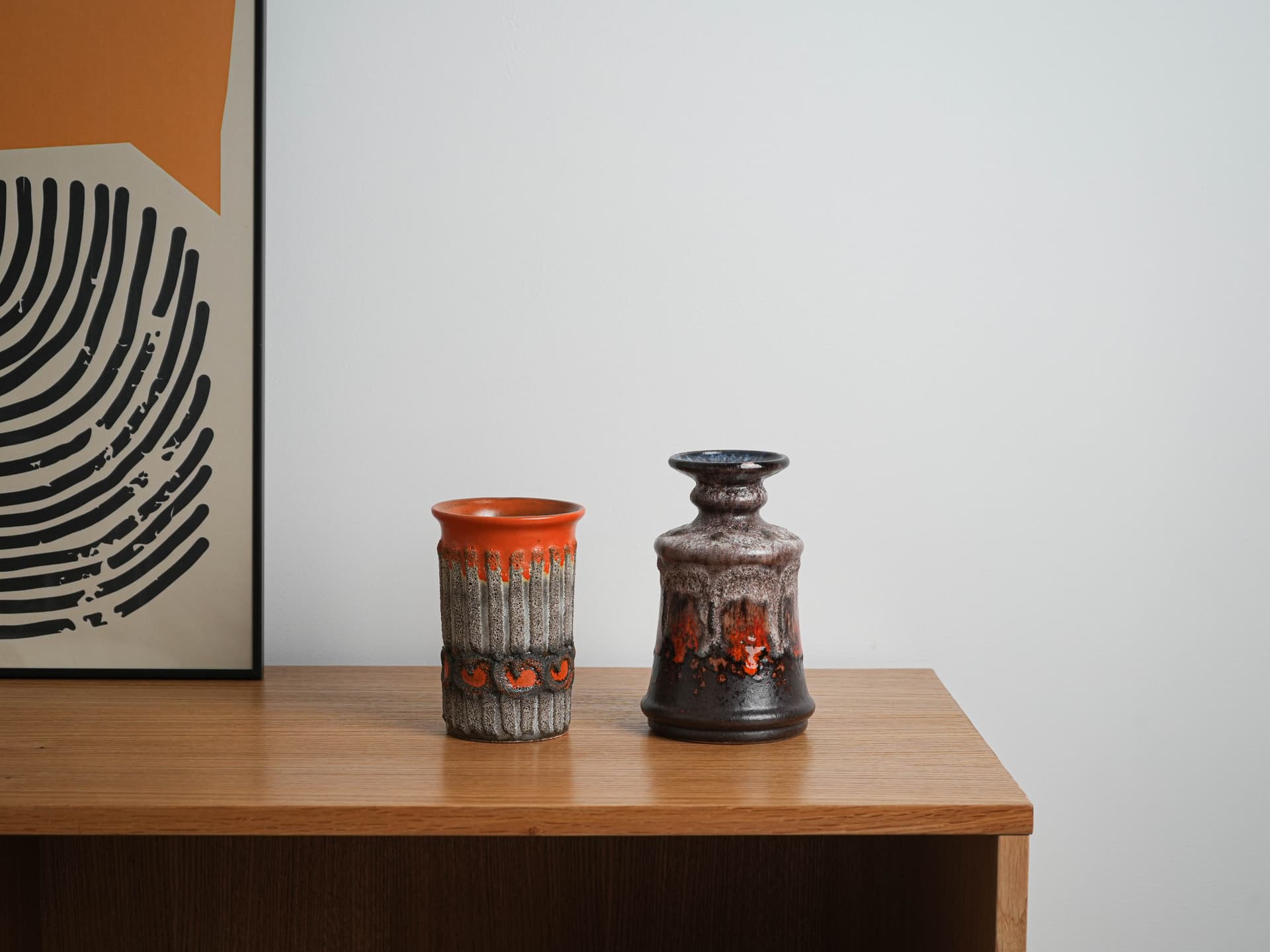 Vase, orange grey, ceramic, Strehla, Germany, 1960s. - 349027