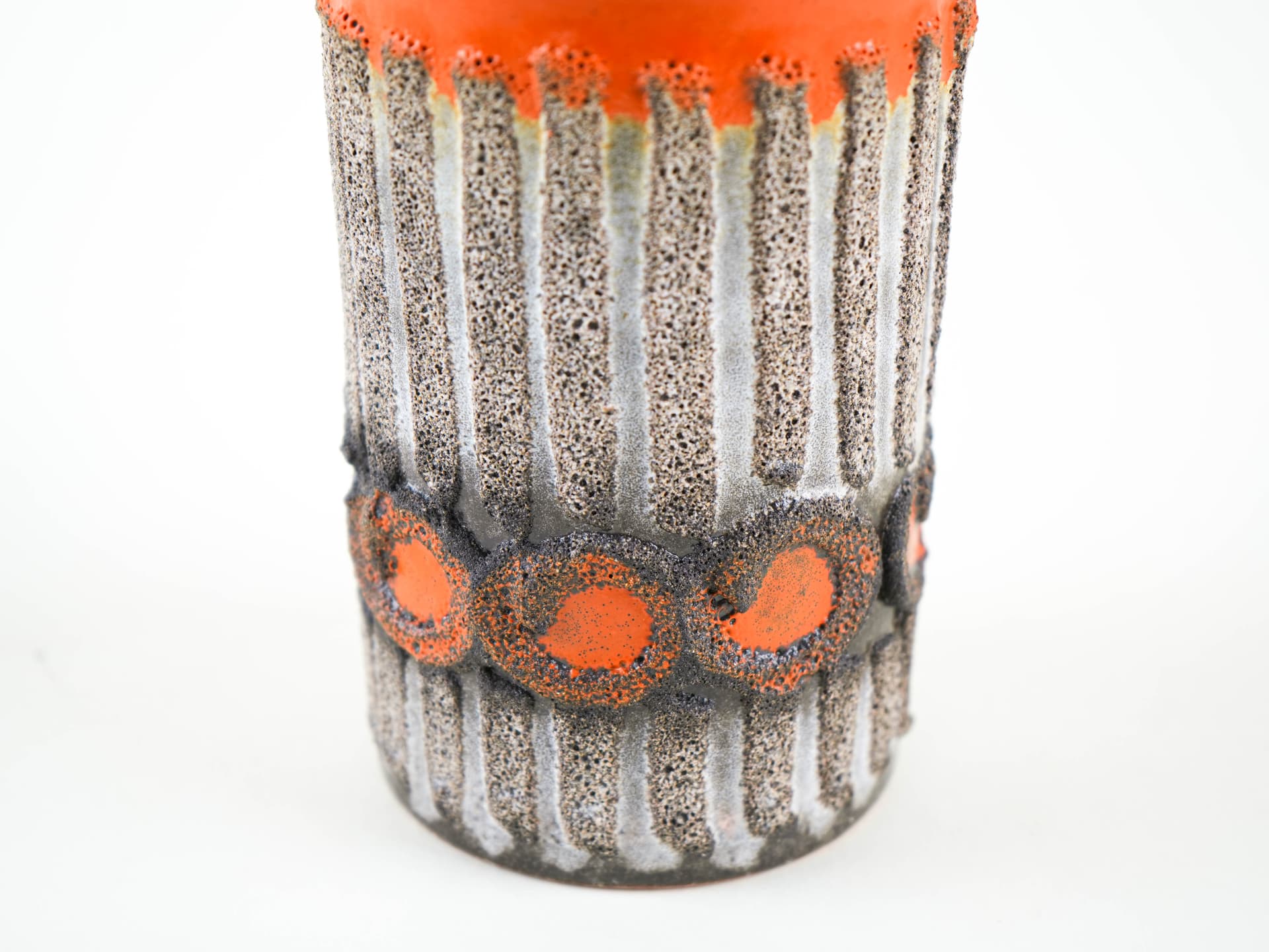 Vase, orange grey, ceramic, Strehla, Germany, 1960s. - 349028