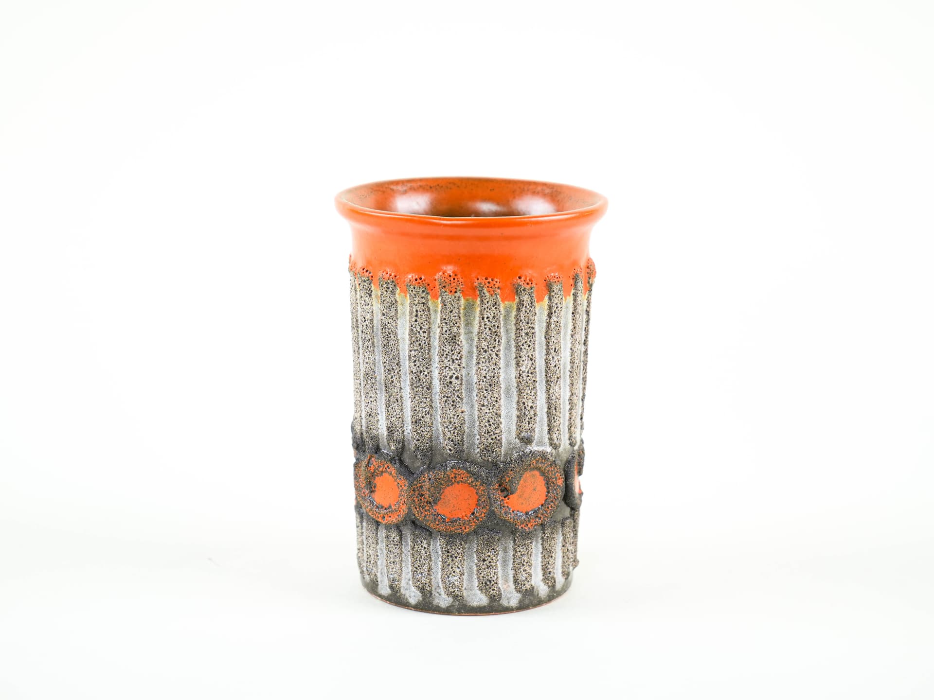 Vase, orange grey, ceramic, Strehla, Germany, 1960s. - 349023