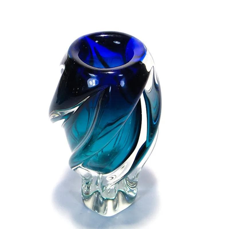 Wazon, turkusowe szkło, proj. J. Beranek, Skrdlovice, Czechosłowacja, lata 60. - 26055