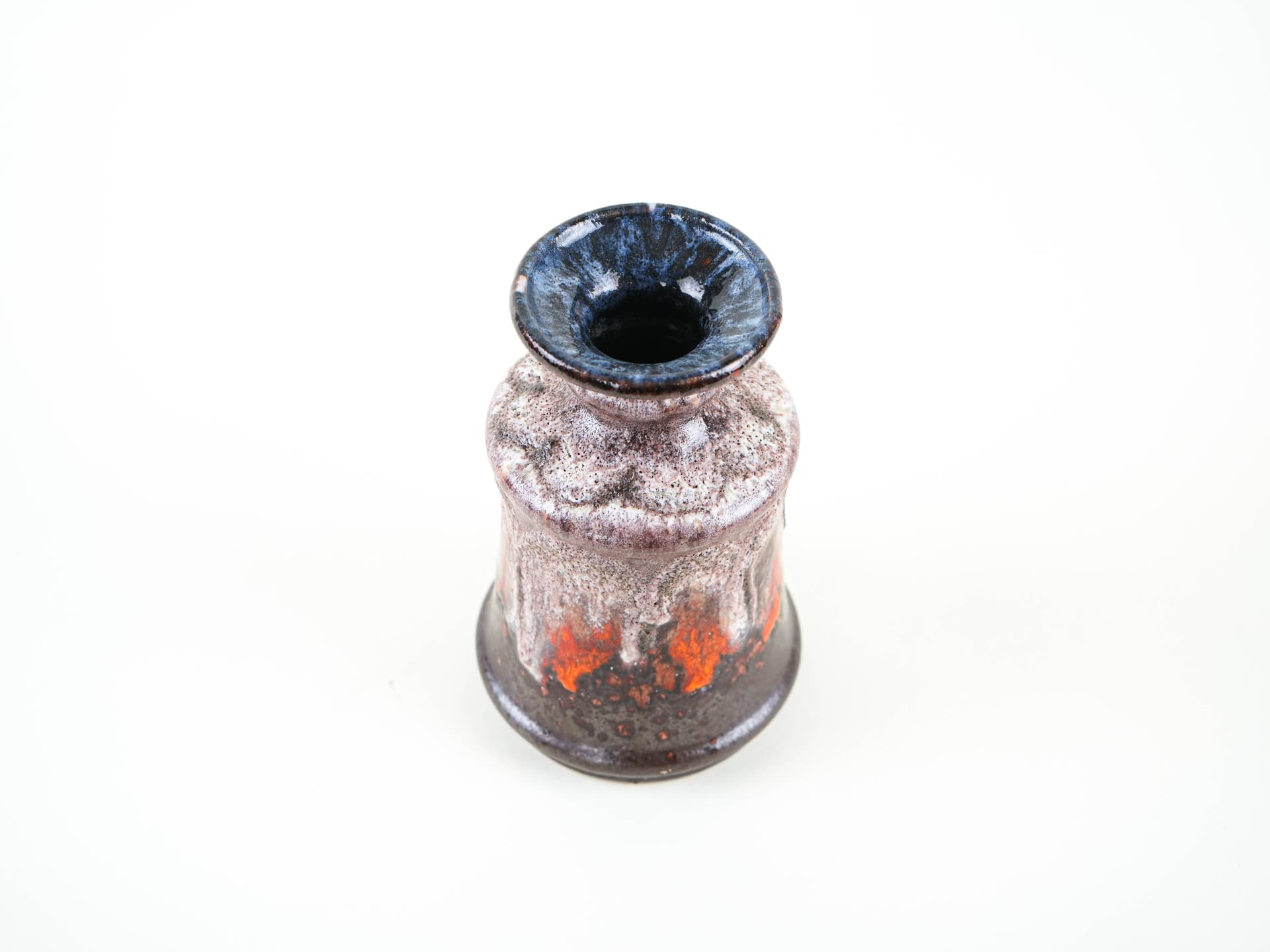 Vase Fat Lava, grey brown orange red white blue purple, ceramics, Strehla, Germany, 1960s. - 349040