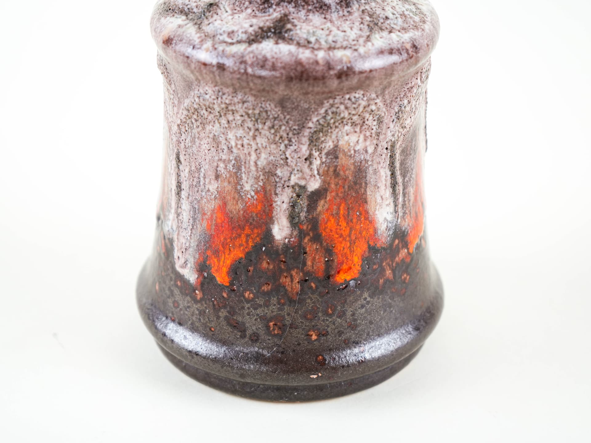 Vase Fat Lava, grey brown orange red white blue purple, ceramics, Strehla, Germany, 1960s. - 349044
