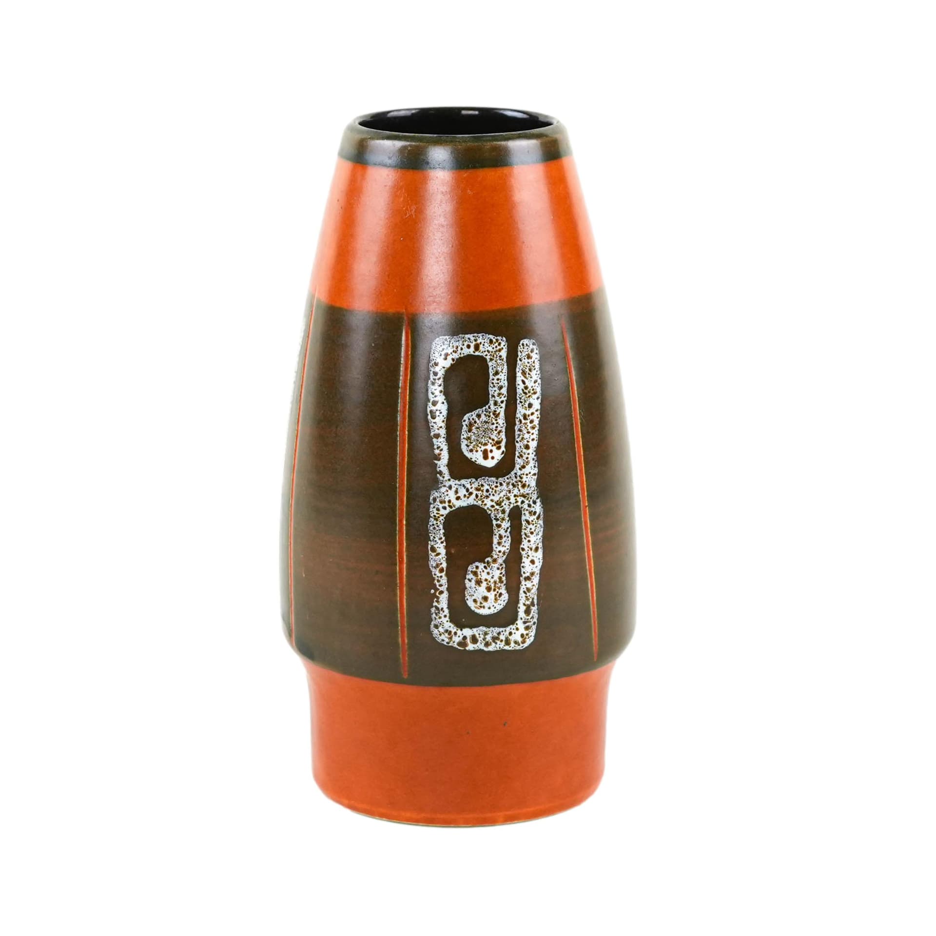 Vase geometric, orange, ceramics, Germany, 1970s.