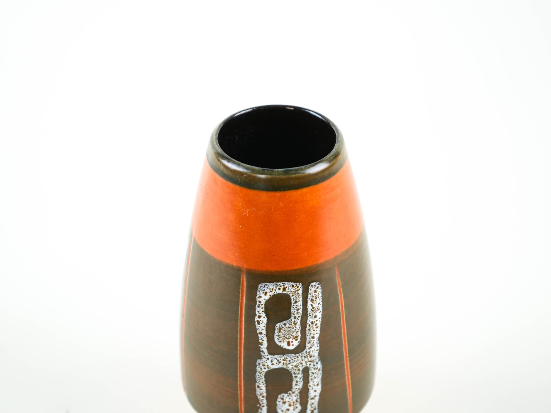 Vase geometric, orange, ceramics, Germany, 1970s. - 349056