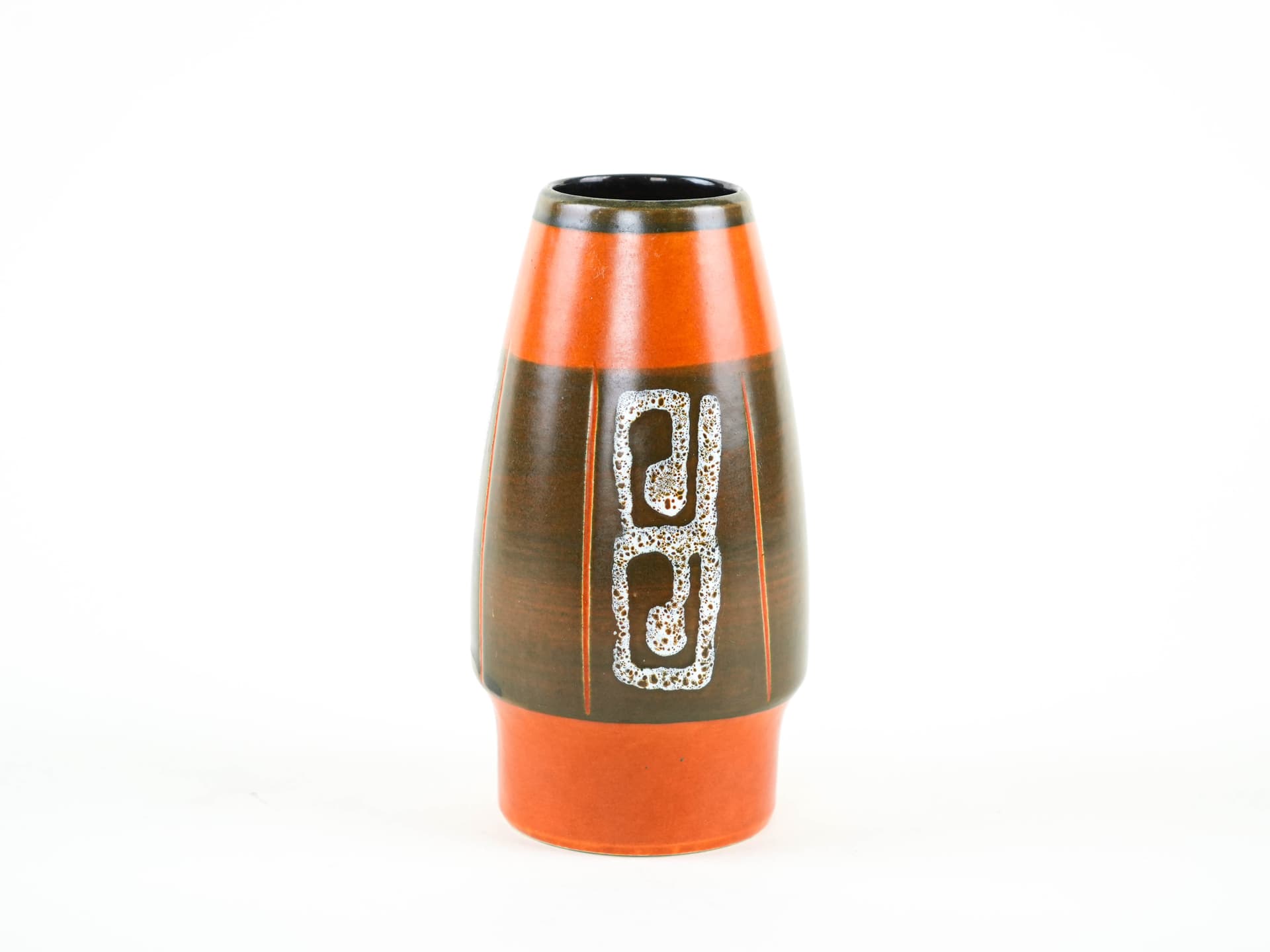 Vase geometric, orange, ceramics, Germany, 1970s. - 349057