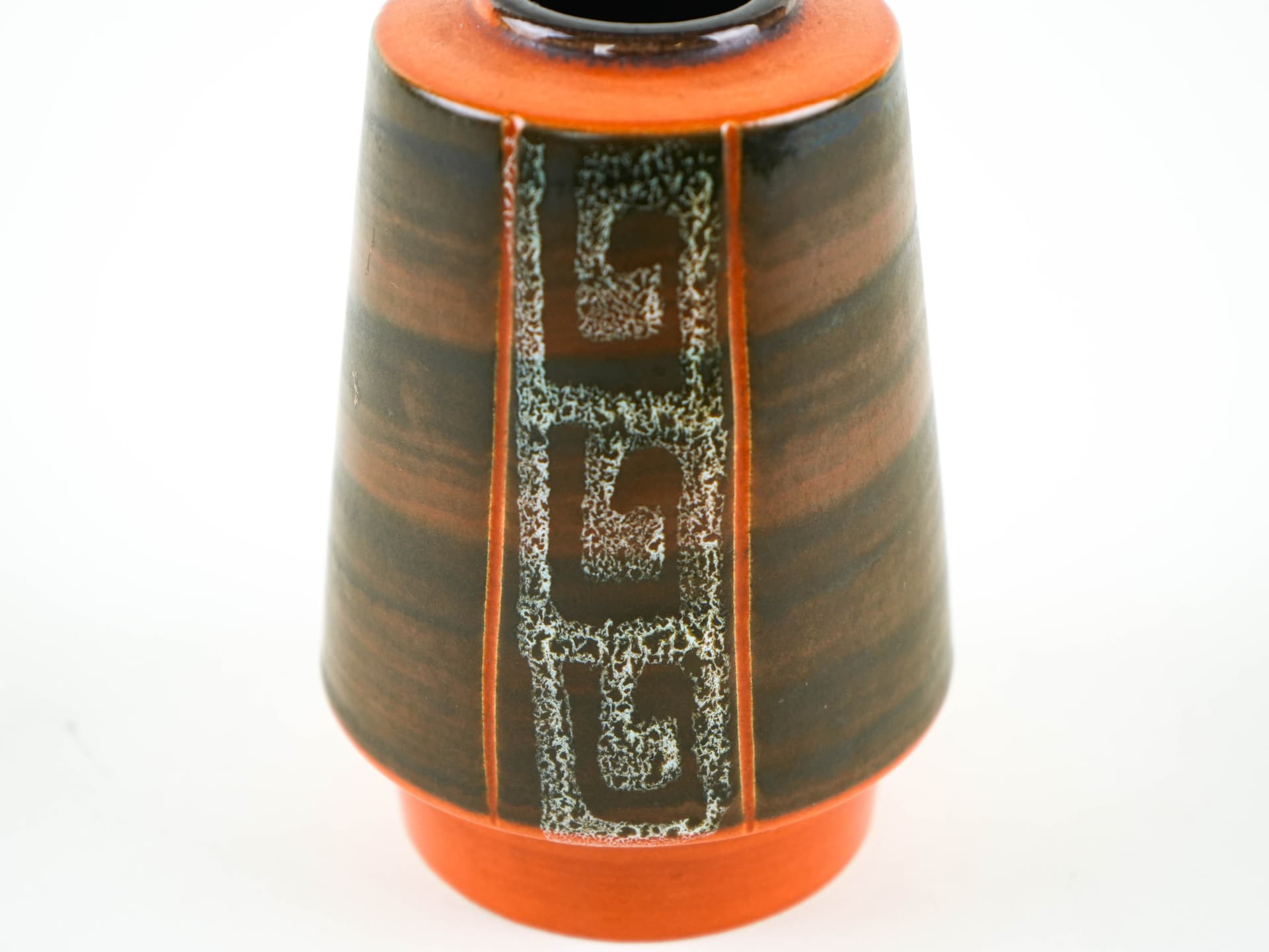 Vase, brown orange ceramic, Germany, 1970s. - 349076