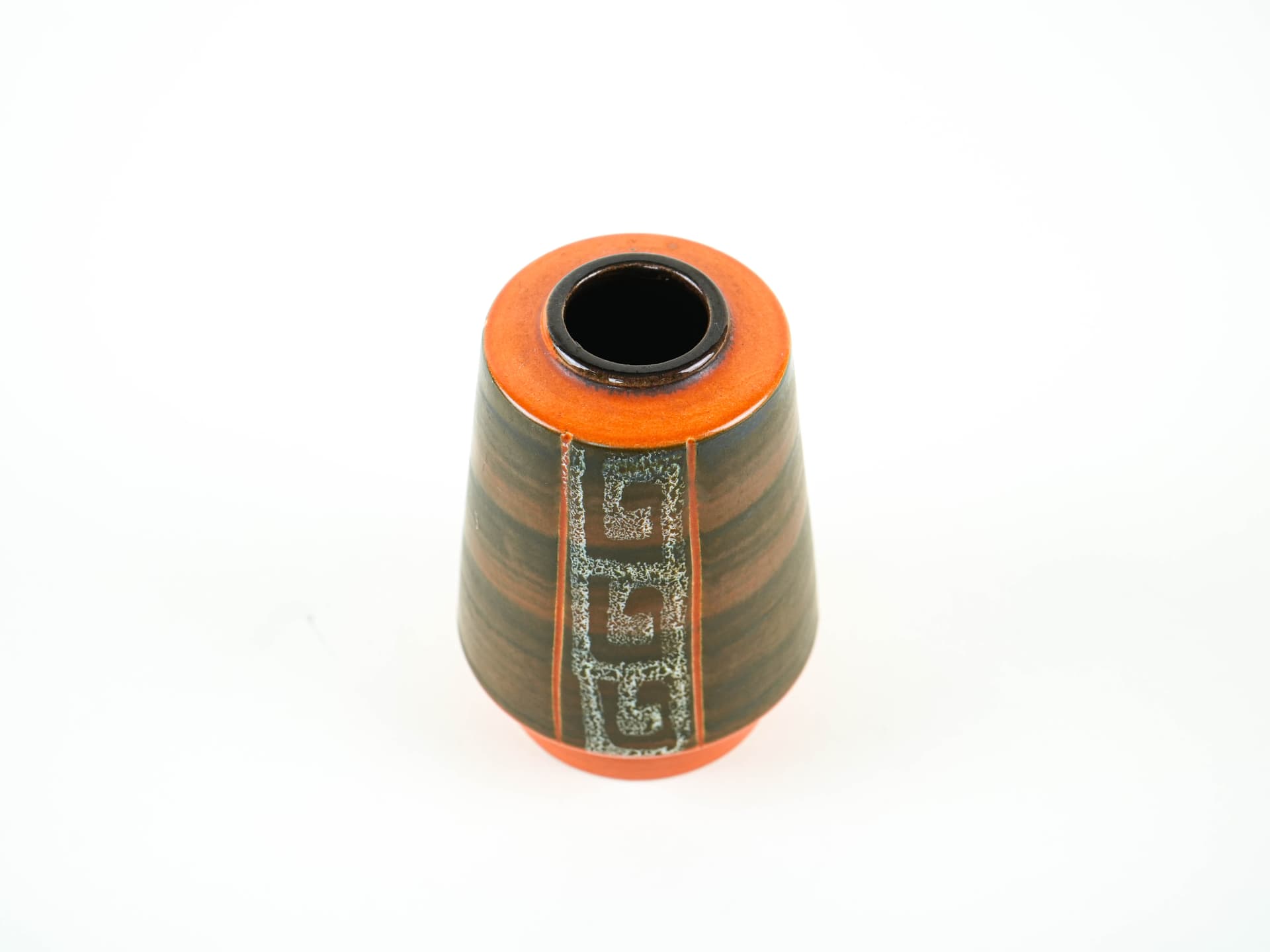 Vase, brown orange ceramic, Germany, 1970s. - 349071