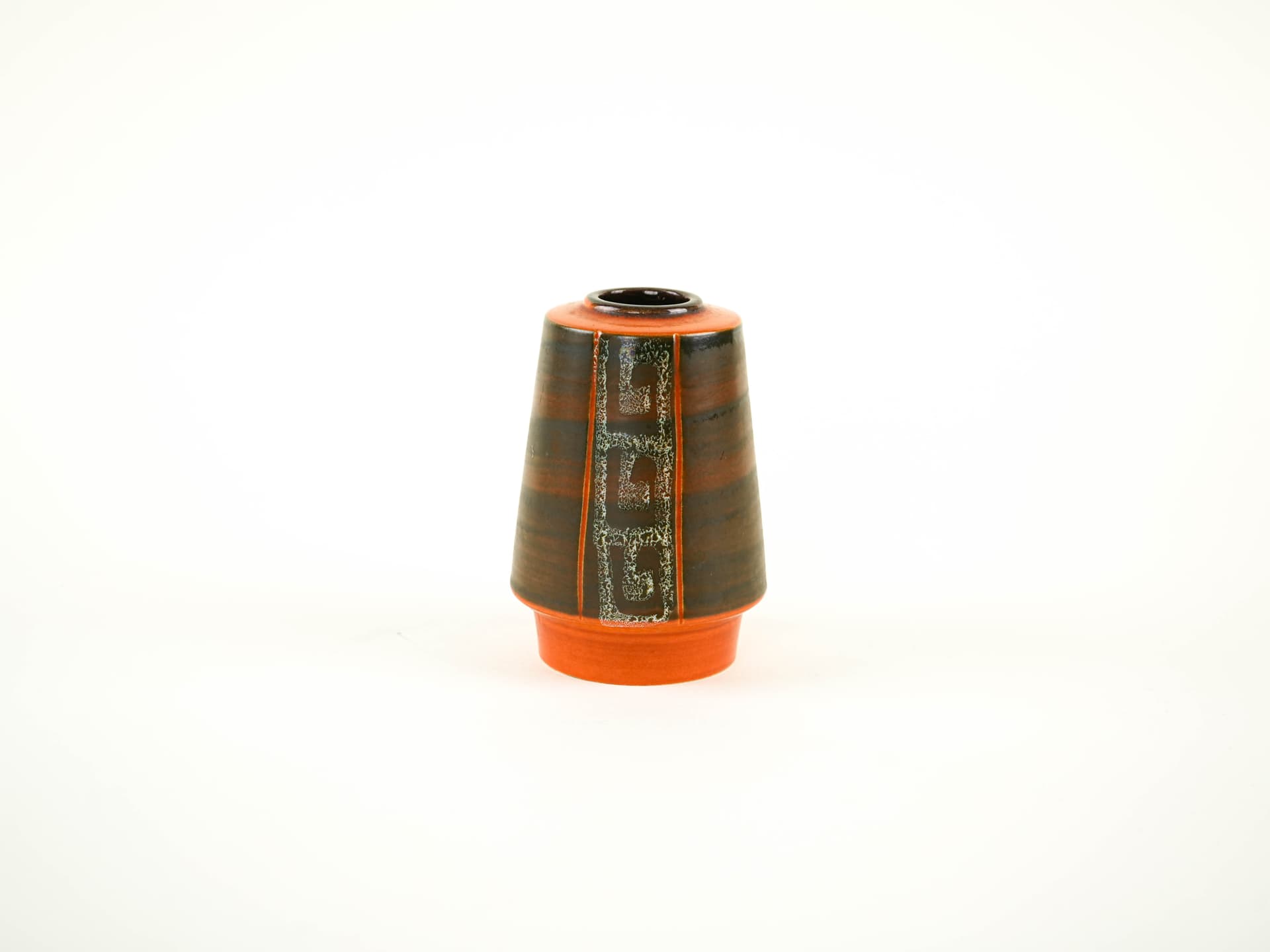 Vase, brown orange ceramic, Germany, 1970s. - 349074