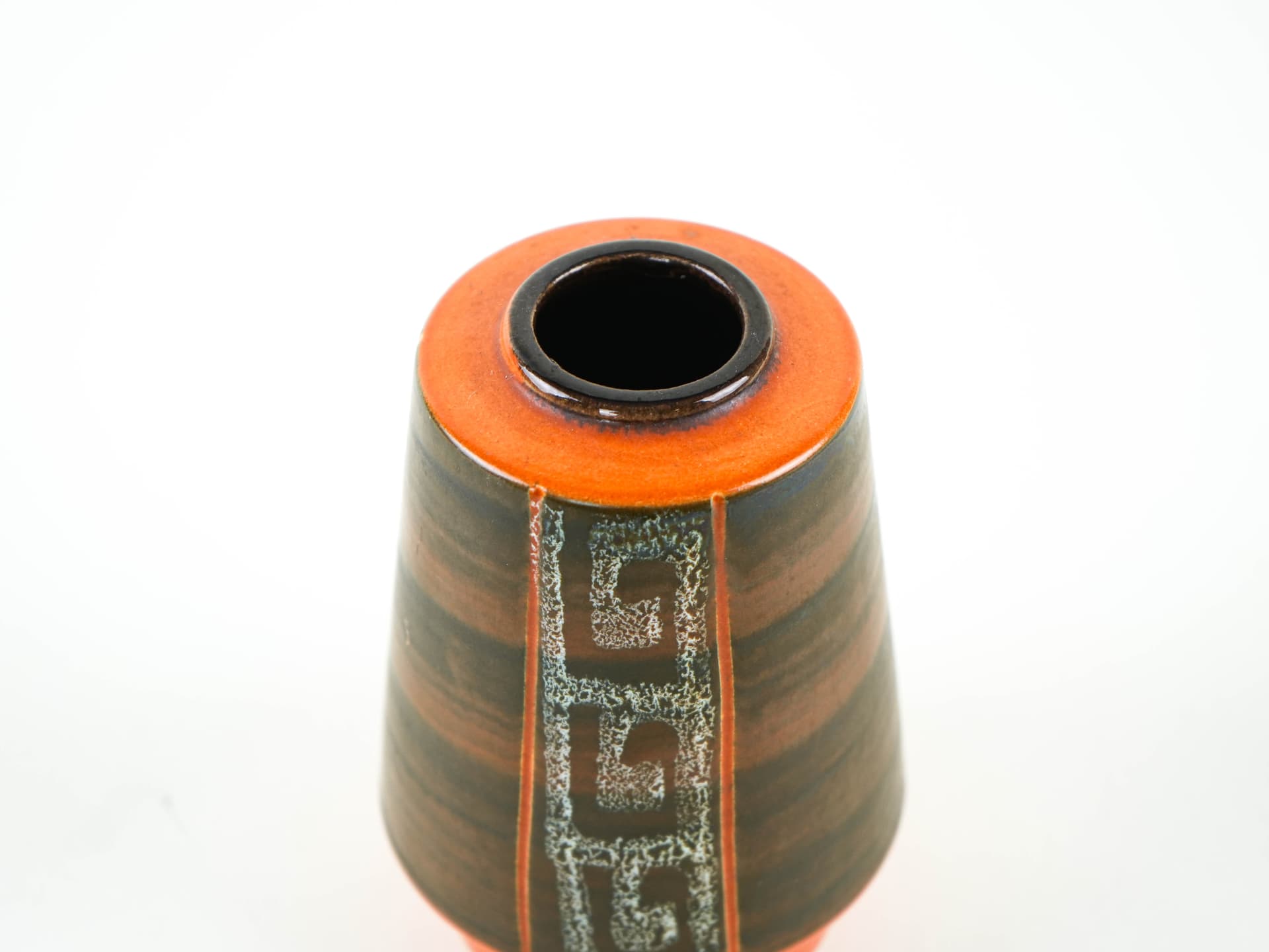 Vase, brown orange ceramic, Germany, 1970s. - 349075