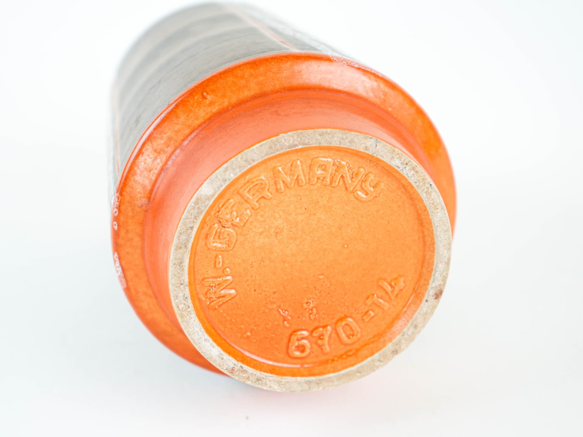 Vase, brown orange ceramic, Germany, 1970s. - 349073