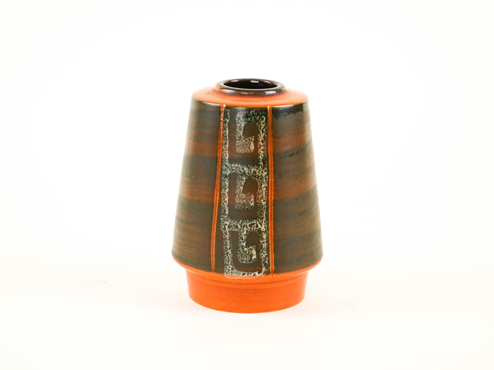 Vase, brown orange ceramic, Germany, 1970s. - 349072