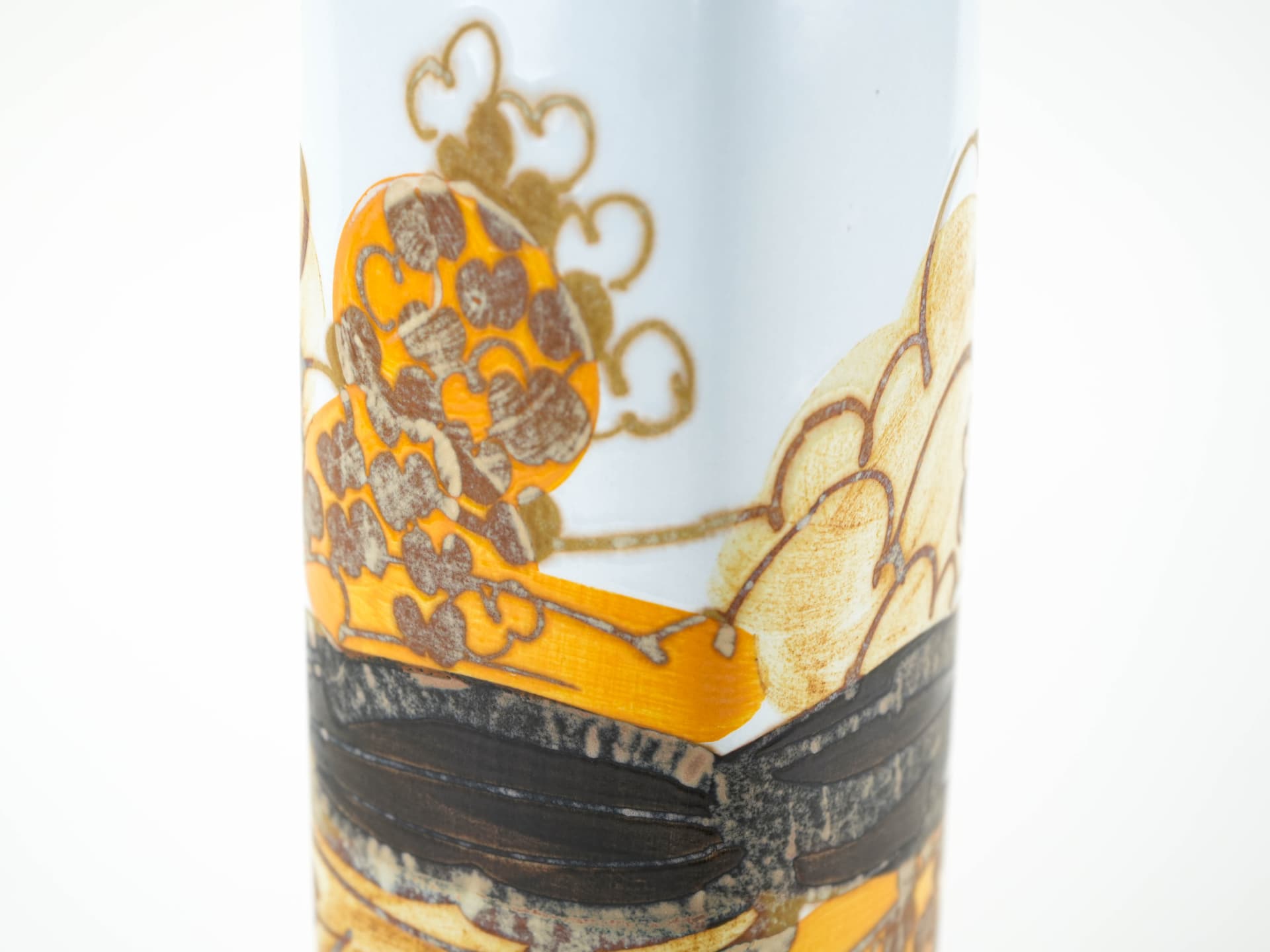 Vase, white yellow brown black porcelain, Royal Copenhagen, Denmark, 1960s. - 349117