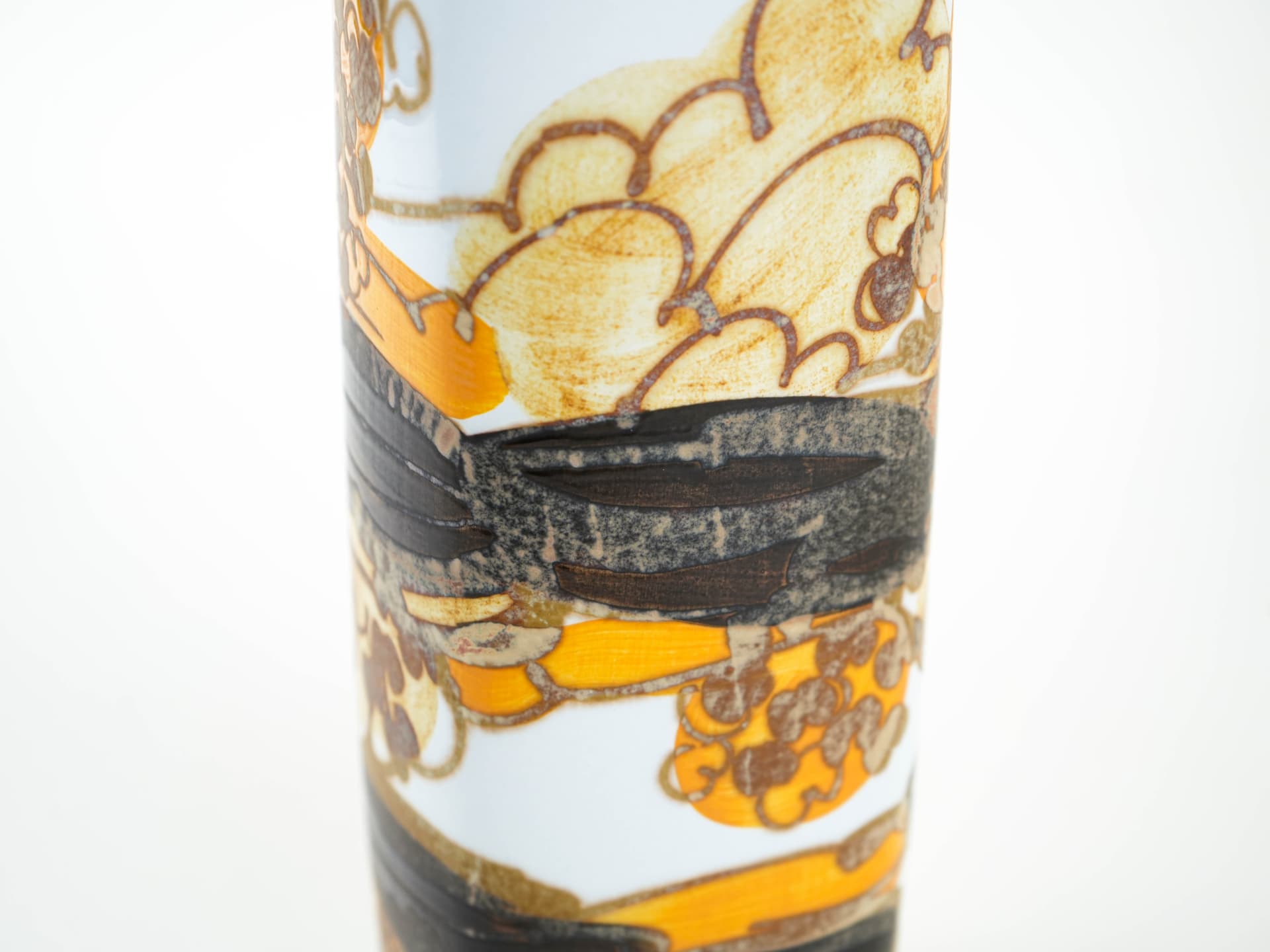 Vase, white yellow brown black porcelain, Royal Copenhagen, Denmark, 1960s. - 349115