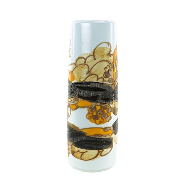 Vase, white yellow brown black porcelain, Royal Copenhagen, Denmark, 1960s. - DIMENSION