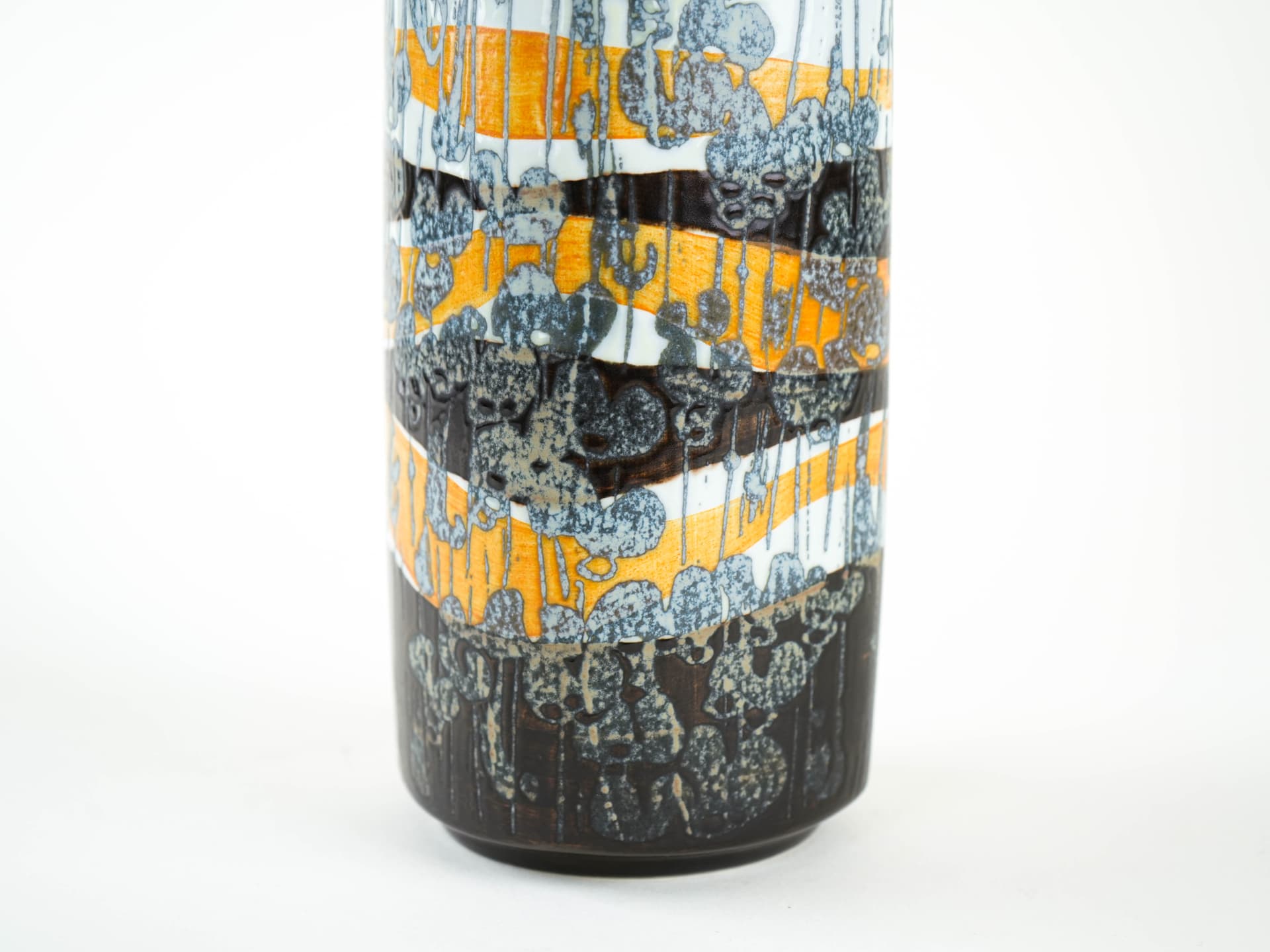 Vase, white orange black grey blue porcelain, Royal Copenhagen, Denmark, 1960s. - 349136