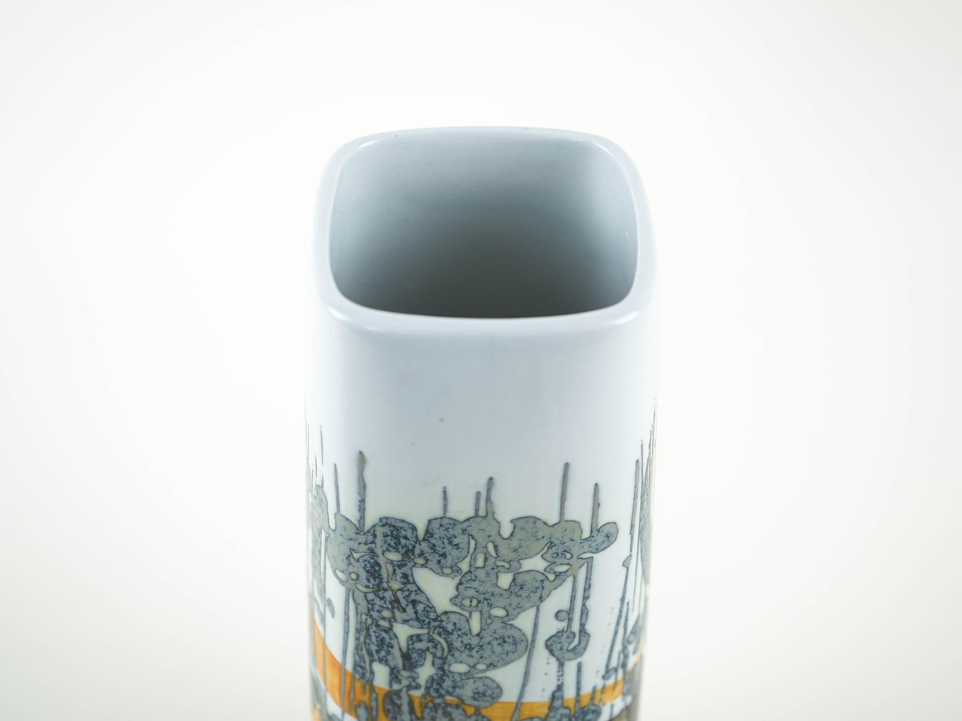 Vase, white orange black grey blue porcelain, Royal Copenhagen, Denmark, 1960s. - 349139