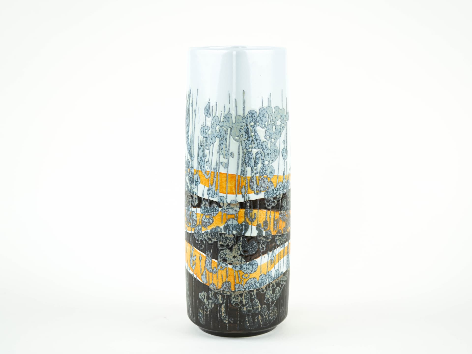 Vase, white orange black grey blue porcelain, Royal Copenhagen, Denmark, 1960s. - 349137