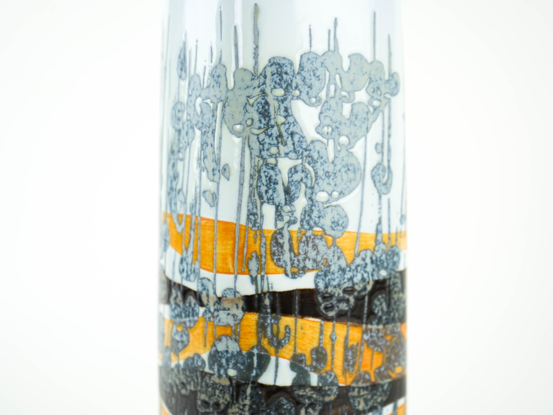 Vase, white orange black grey blue porcelain, Royal Copenhagen, Denmark, 1960s. - 349140