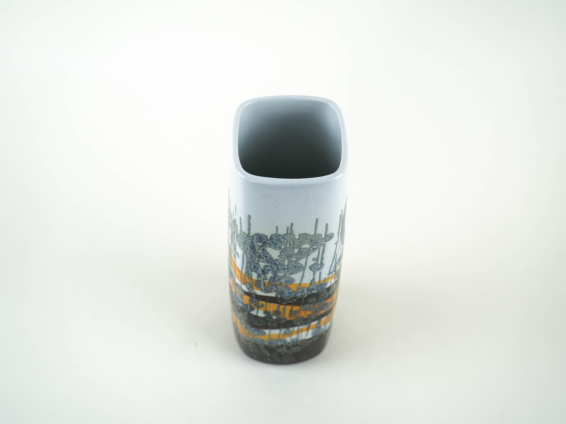 Vase, white orange black grey blue porcelain, Royal Copenhagen, Denmark, 1960s. - 349135