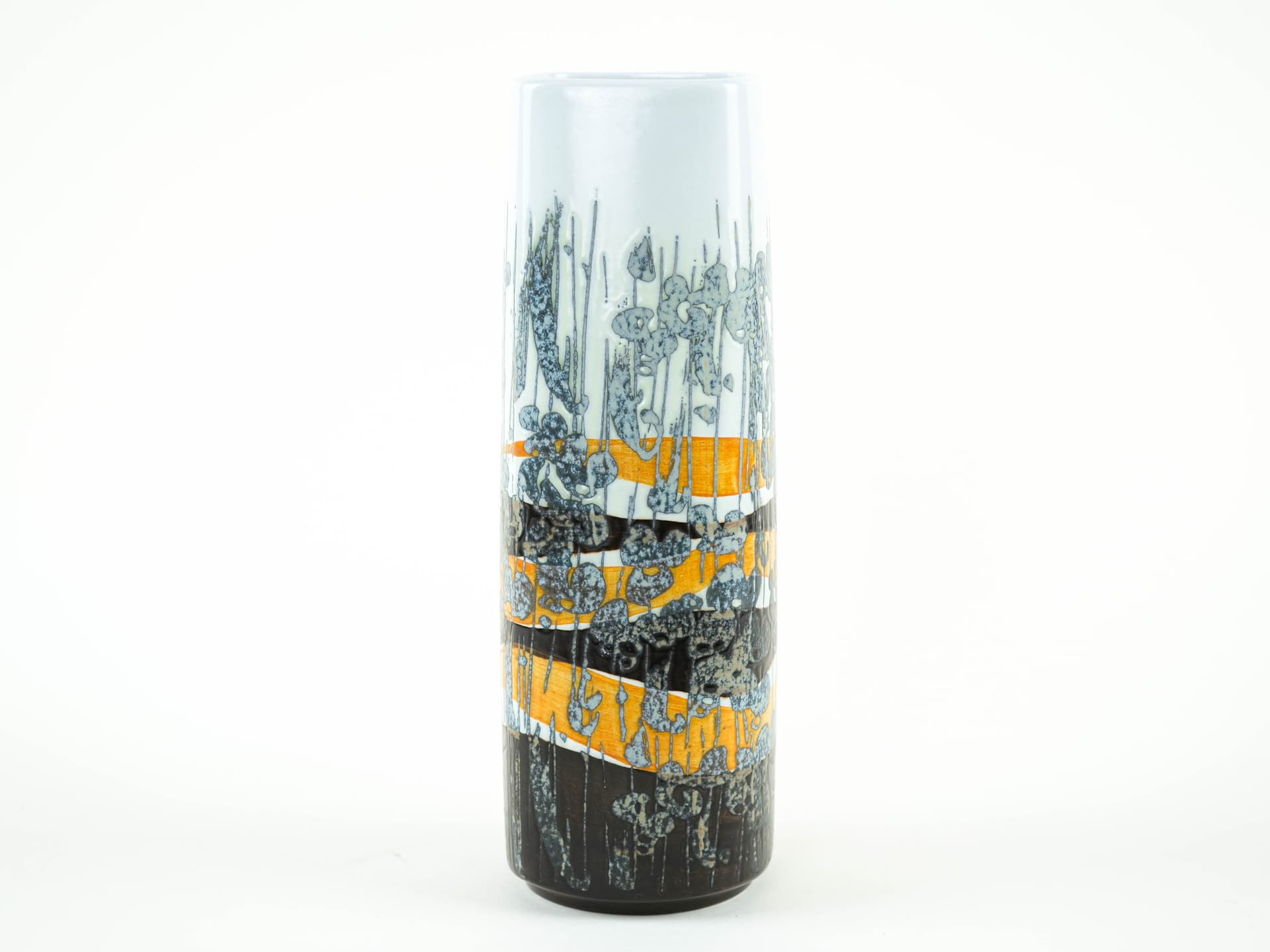 Vase, white orange black grey blue porcelain, Royal Copenhagen, Denmark, 1960s. - 349134